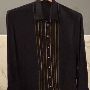 Elegant Black Shirt with Gold Detailing
